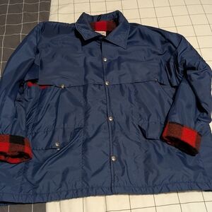 Woods Vintage Blue Nylon Wool Lined Jacket Size extra Large